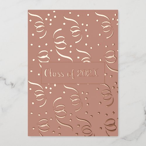 Rose Gold Streamers Female Graduation Party Foil Invitation