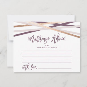 Rose Gold Streamers Marriage Advice Cards