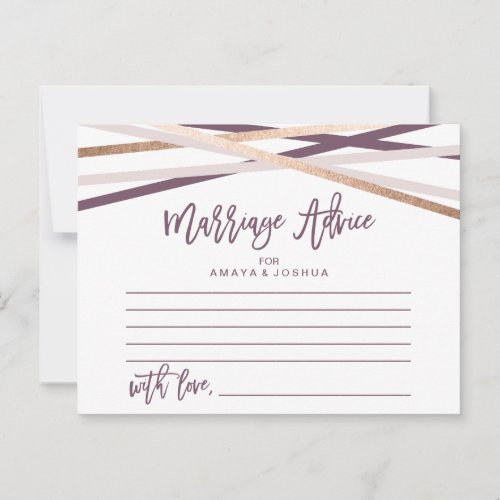 Rose Gold Streamers Marriage Advice Cards