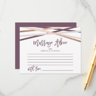 Rose Gold Streamers Marriage Advice Cards