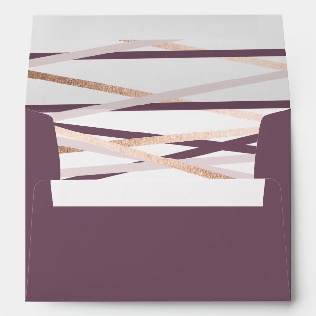 Rose Gold Streamers Wedding Invitation Envelope (Back (Bottom))