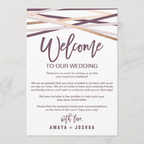 Rose Gold Streamers Welcome Letter  Itinerary Program