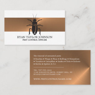 Rose Gold Strip - Black Cockroach - Pest Control Business Card