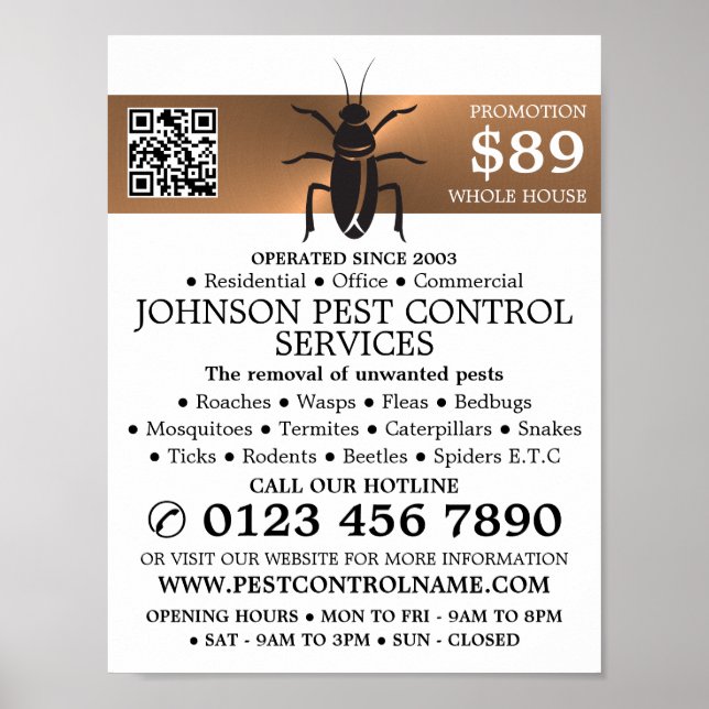 Rose Gold Strip - Black Cockroach - Pest Control Poster (Front)