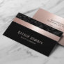 Rose Gold Stripe Dark Gray Floral Event Planning Business Card