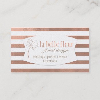 Rose Gold Stripe Floral Design : Business Card by luckygirl12776 at Zazzle