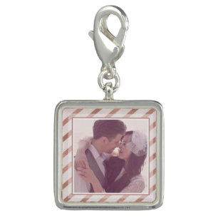 Rose Gold Striped Elegant Custom Photo Charm