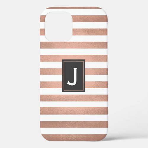 Rose Gold Stripes  iPhone 12 Case