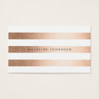 Rose Gold Stripes Hair Stylist Business Cards
