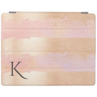 Rose Gold Stripes Monogrammed iPad Smart Cover