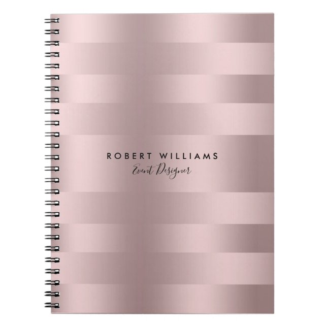 Rose-gold stripes pattern notebook (Front)