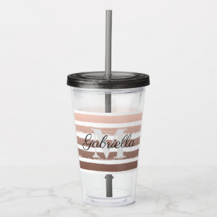 Rose Gold Stripes with Monogram Acrylic Tumbler