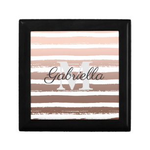Rose Gold Stripes with Monogram Gift Box