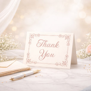 Rose Gold Style Filigree Script Thank You