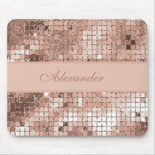 Rose Gold Style Glitter Mouse Pad