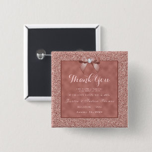 Rose Gold & Stylish Glitter Wedding Button