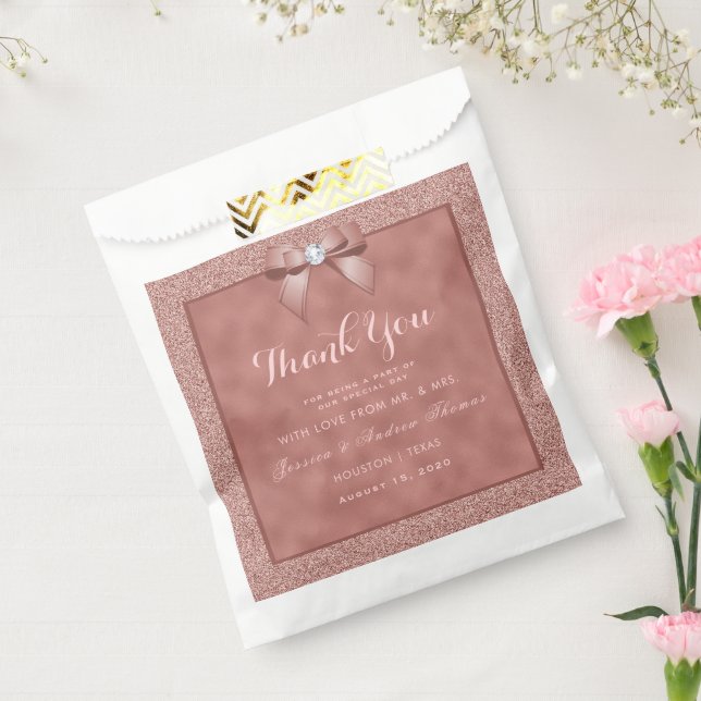  Rose Gold & Stylish Glitter Wedding Favor Bag (Sealed)