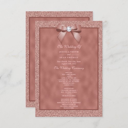  Rose Gold  Stylish Glitter Wedding Program