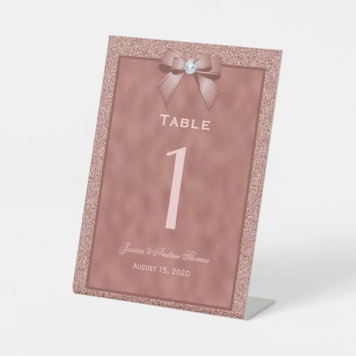  Rose Gold  Stylish Glitter Wedding Table Number Pedestal Sign