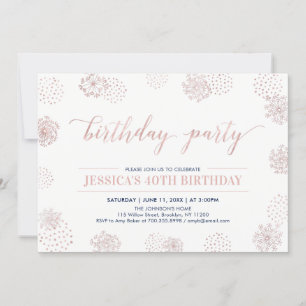 Rose Gold Stylish Modern 40th, 50th Birthday Party Invitation