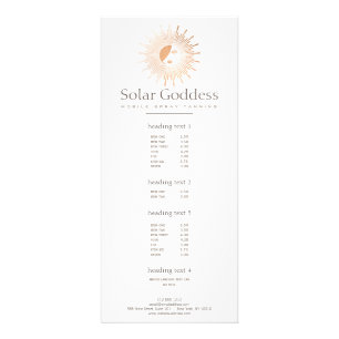 Rose Gold Sun Goddess Girl Spray Tanning Salon Rack Card