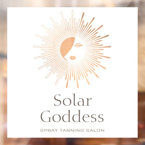 Rose Gold Sun Goddess Girl Spray Tanning Salon Window Cling
