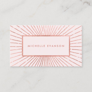 Rose Gold Sunburst Blush Pink Business Card