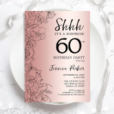 Invitation 60e anniversaire rose ballon d'or glamour