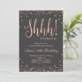 Rose Gold Surprise Birthday Party Invitation (Standing Front)
