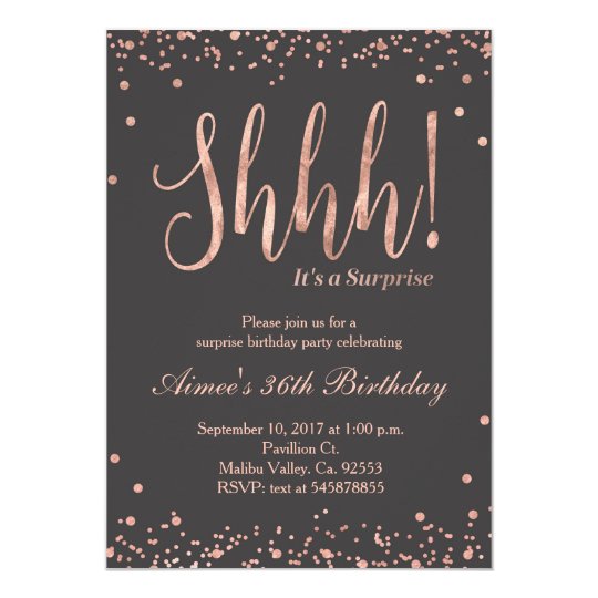 Rose Gold Surprise  Birthday  Party  Invitation  Zazzle com