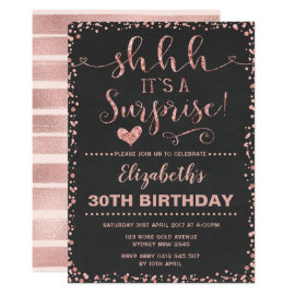 Rose Gold Surprise Birthday Party Women Glitter Invitation