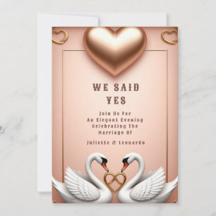 🌸 Rose Gold Swan Wedding Decor 💍 Invitation