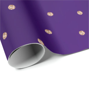Rose Gold Swarovski Crystals Small Dots Purple Wrapping Paper