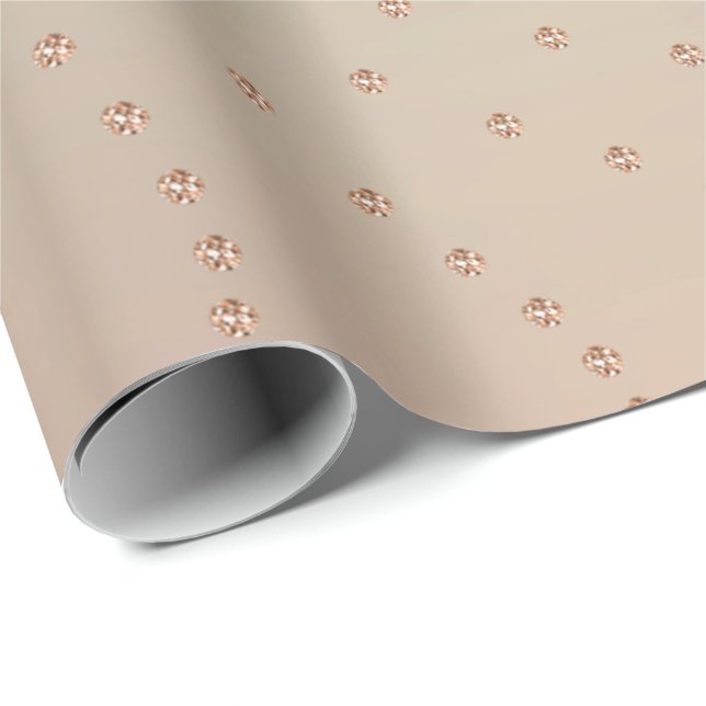 Rose Gold Swarovski Crystals Waves Copper Delicate Wrapping Paper (Roll Corner)
