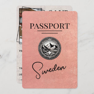Rose Gold Sweden Passport Save The Date