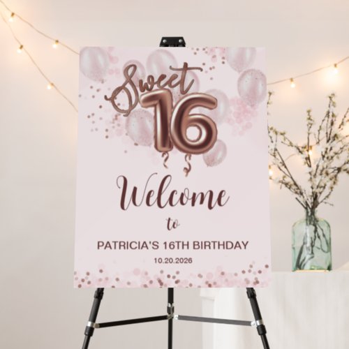 Rose Gold Sweet 16 Bday Balloons Rose Welcome Sign