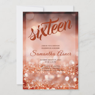 Rose Gold Sweet 16 Decorations Invitation
