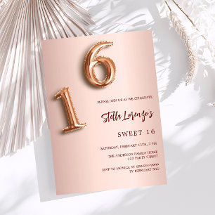 Rose gold Sweet 16 Invitation