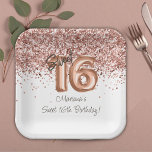 Rose Gold Sweet 16th Birthday Party Paper Plates<br><div class="desc">Rose gold sweet 16th birthday party paper plates to decorate the birthday party tables.</div>