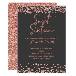 Rose gold Sweet Sixteen Birthday Invitation card