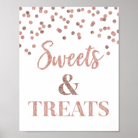 Rose Gold Sweets & Treats Dessert Table Poster