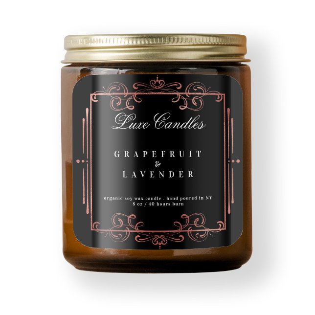 Rose Gold Swirls Black Candle Beauty Product Square Sticker (Rose Gold Swirls Black Candle Beauty Product Square Sticker)