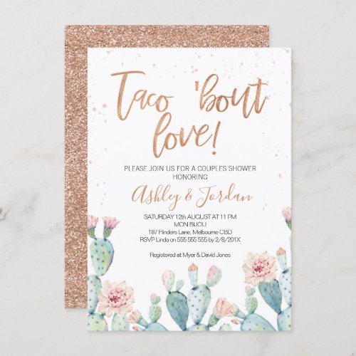 Rose Gold Taco bout Love Couples Shower Invitation