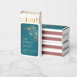 Rose Gold Teal "The Perfekt Match" Matchboxes