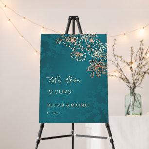 Rose Gold Teal Wedding Foam Board