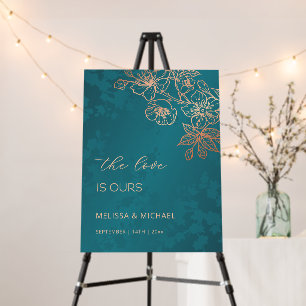 Rose Gold Teal  Wedding Foam Board