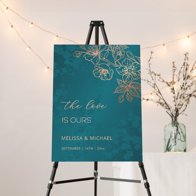Rose Gold Teal  Wedding Foam Board (In Situ (Stand))