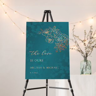 Rose Gold Teal  Wedding Foam Board