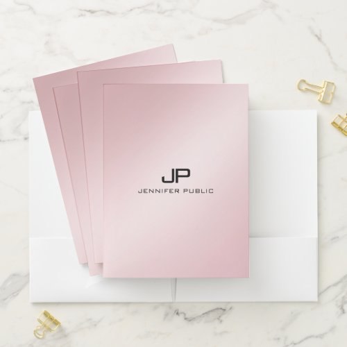 Rose Gold Template Elegant Initial Monogram Pocket Folder