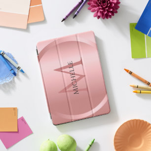 Rose Gold Template Elegant Monogram Modern iPad Pro Cover